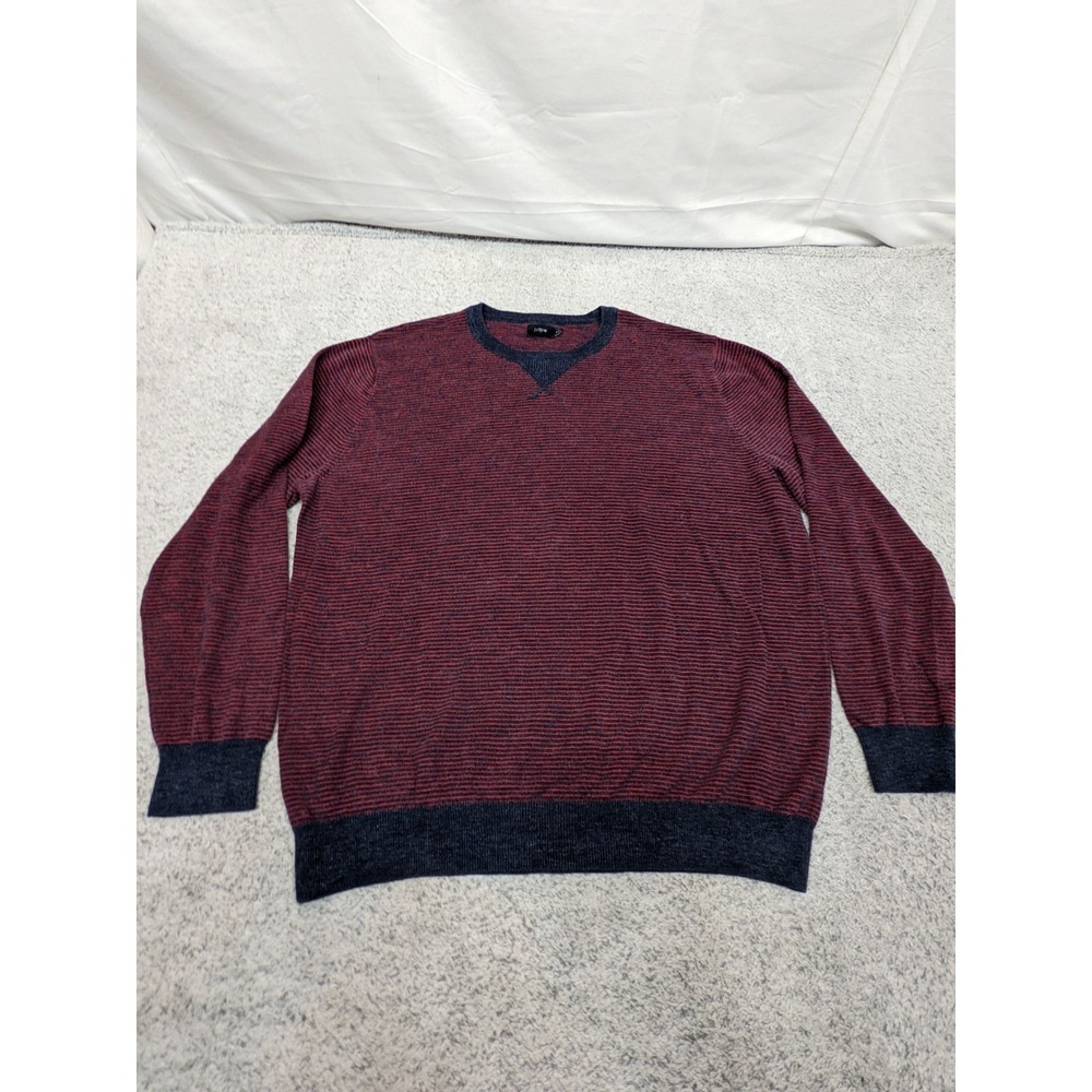 Factory J Crew Tight Knit Sweater‎ Blue & Red Stripe Mens XXL Retro Y2K Preppy